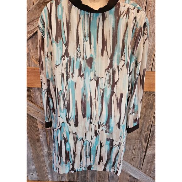 Fuax twinset career casual layering blouse blue stained glass 22W made in USA ^ - Picture 4 of 10